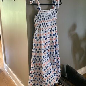 J Crew Smocked Sundress (red,white &blue)